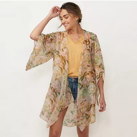 LC Lauren Conrad Tops - Lauren Conrad Florabelles Sheer Floral Kimono - Size 1X
